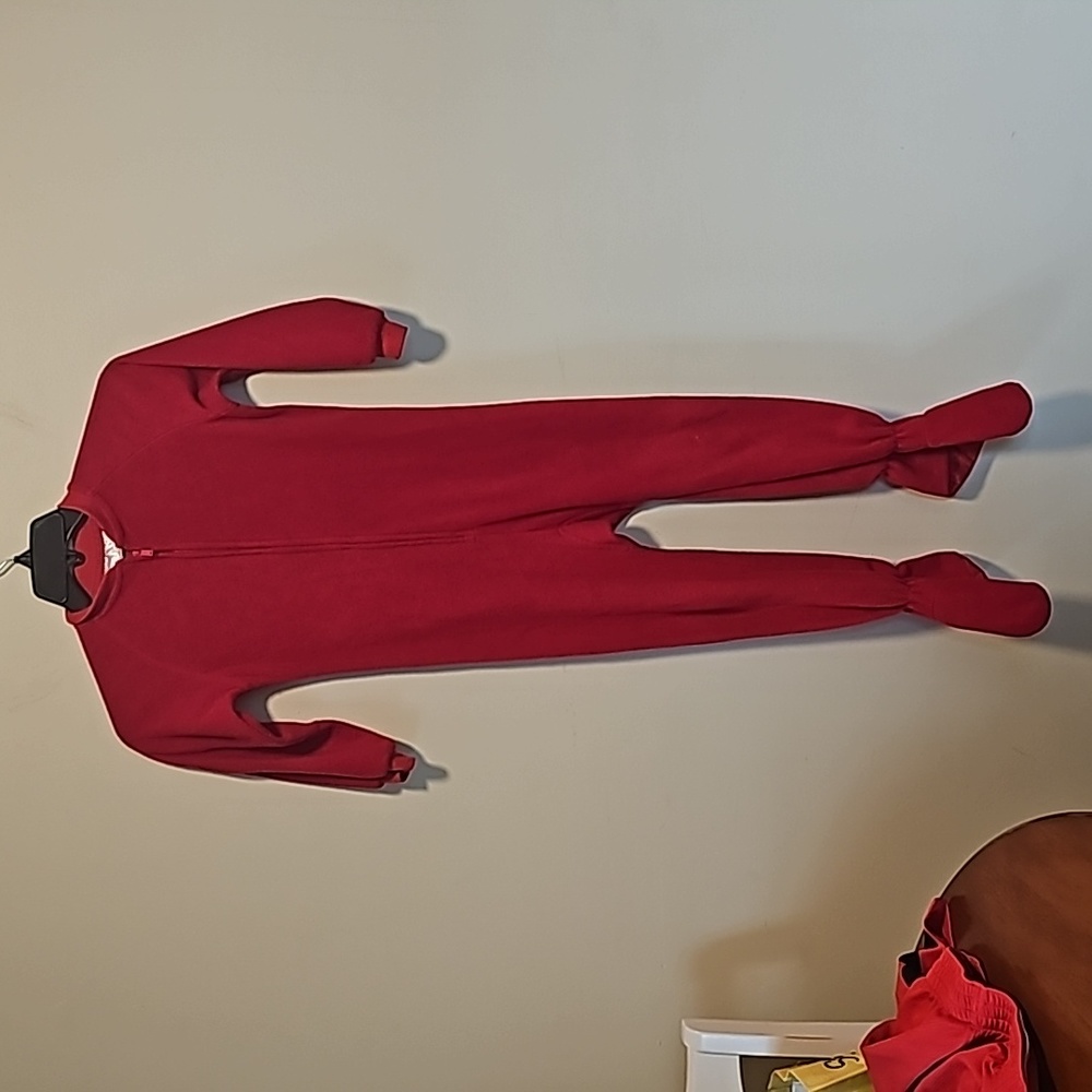Red fleece footie pajamas